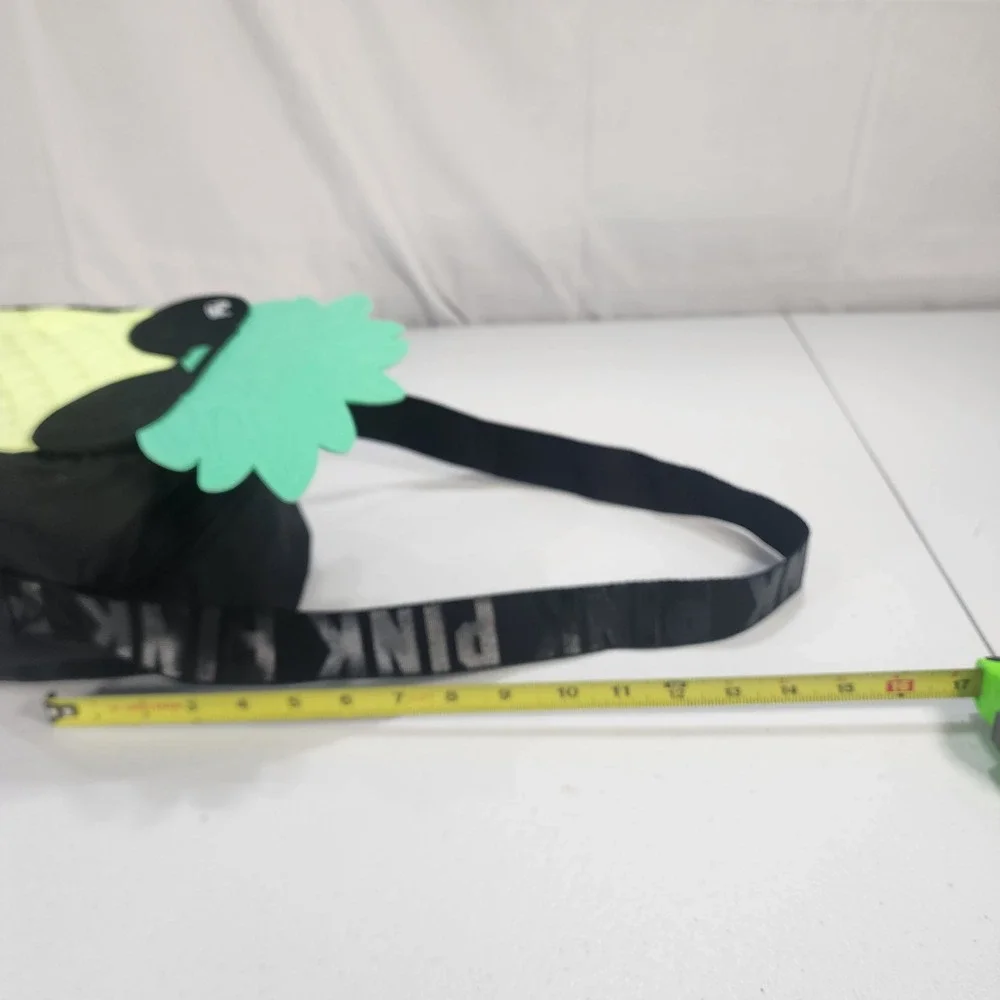 Victorias Secret PINK Pineapple Cooler Bag Insulated Vinyl Lining Black Yellow